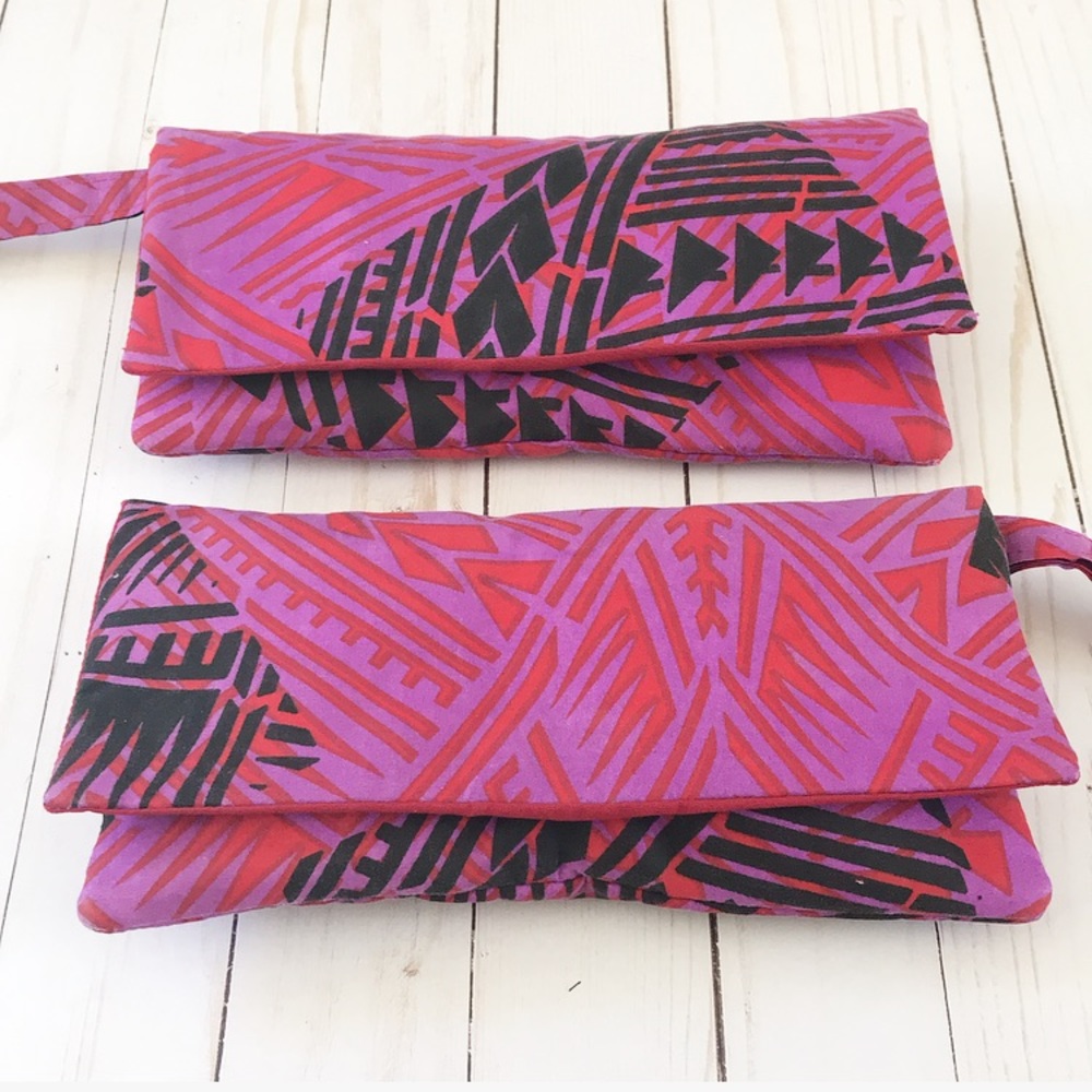 Handmade Polynesian tribal print red wristlet